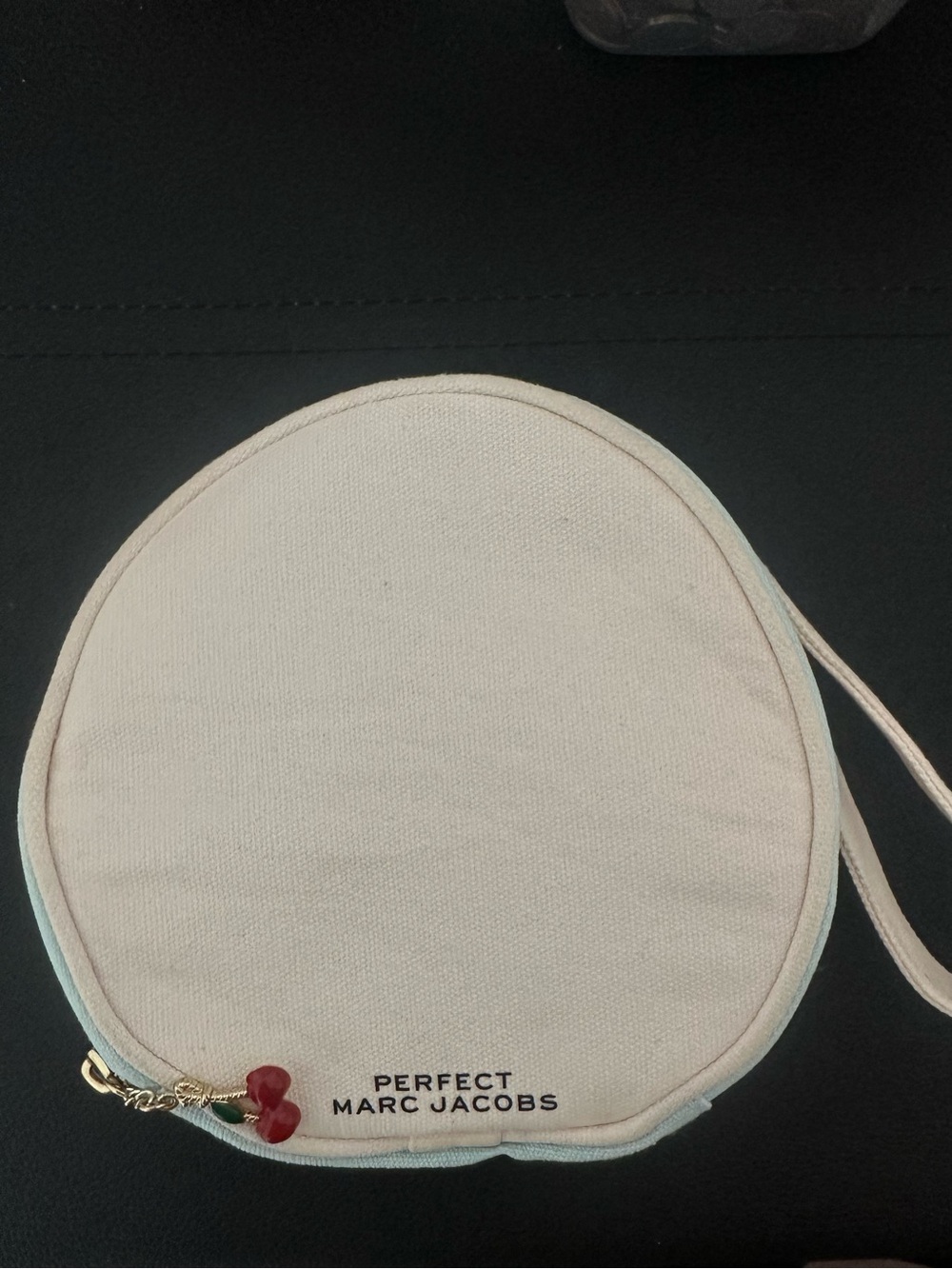 Marc Jacobs Round Mini Makeup Bag with Cherry Charm